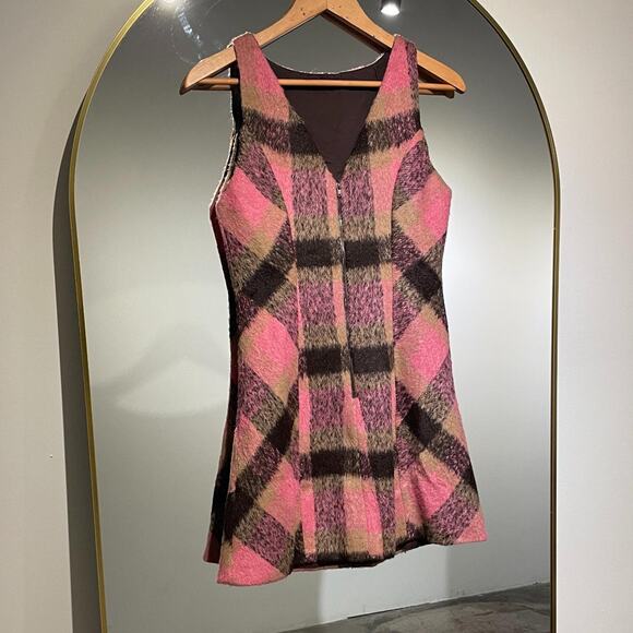 Brown and Pink Plaid Dress S - Picture 4 of 5